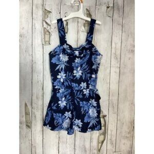 Jackie and Jack Girls Camille Blue Floral Print Cotton Romper Size 8
